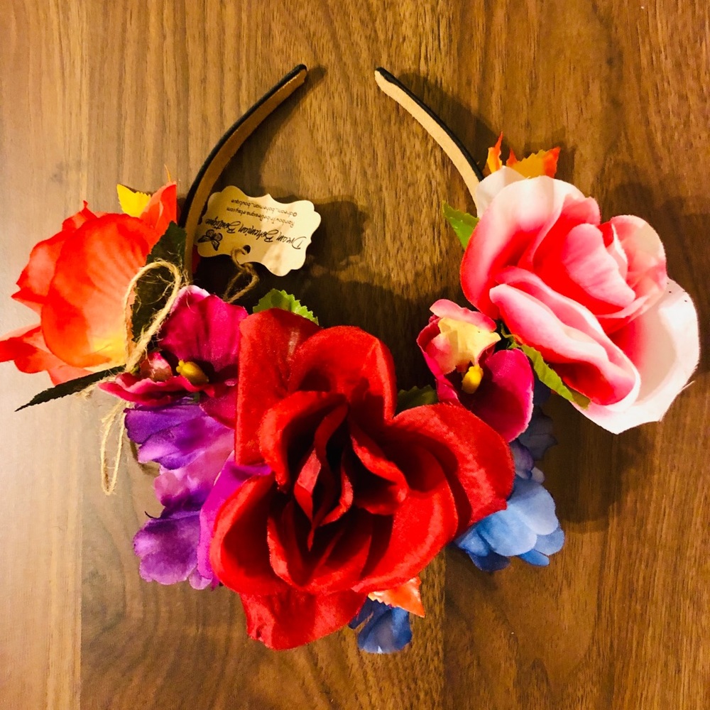 Colorful Prom Festival Party Birthday Cosplay Flower Crowns Handmade - Picture 8 of 10